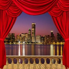 City Night Background Photography Scenery Backdrop Balcony Landscape Theme Banner AKA-003