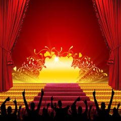 Audience Silhouette And Stage Photography Scenery Backdrop Stage Carpet Theme Banner AKA-009