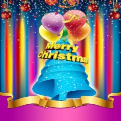 Cartoon Xmas Tree And Balloons Photography Scenery Backdrop Christmas Theme Banner AKA-012