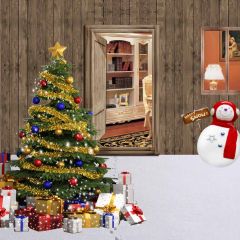 Christmas Tree Outside The House Photography Scenery Backdrop Christmas Theme Banner AKA-016