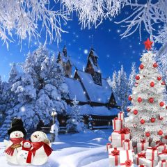 White Christmas Photography Scenery Backdrop Christmas Theme Banner AKA-018
