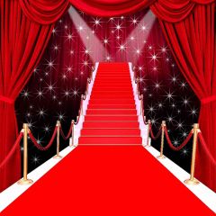 Glorious Red Carpet With Curtain Photography Scenery Backdrop Stage Carpet Theme Banner AKA-022
