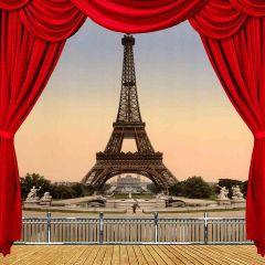 Evening Eiffel Tower View From Balcony Photography Scenery Backdrop Balcony Landscape Theme Banner AKA-041
