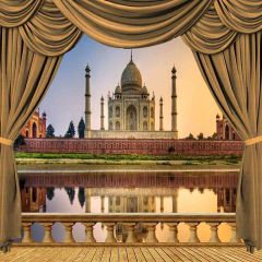 Riverside Church View From Balcony Photography Scenery Backdrop Balcony Landscape Theme Banner AKA-043