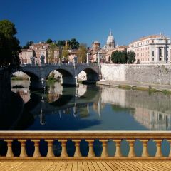 European Riverside Photography Scenery Backdrop Balcony Landscape Theme Banner AKA-048