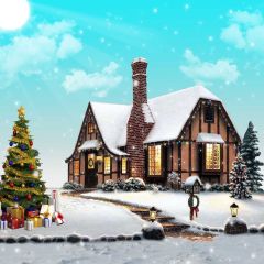Snowing Christmas Photography Scenery Backdrop Christmas Theme Banner AKA-068