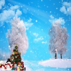 Outside Christmas Photography Scenery Backdrop Christmas Theme Banner AKA-071