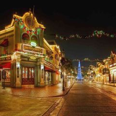 Christmas Night Street Photography Scenery Backdrop Christmas Theme Banner AKA-083