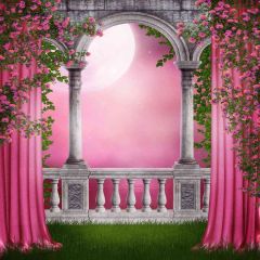 Pink Garden Photography Scenery Backdrop Arches or Pillars Theme Banner AKA-088