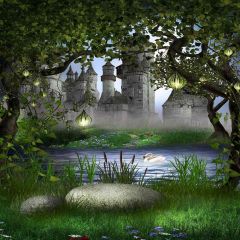 Outside Of The Castle Photography Scenery Backdrop Architectural Theme Banner AKA-097