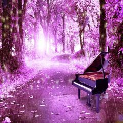 Piano In Pink Woods Photography Scenery Backdrop Fantasy Theme Banner AKA-104