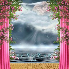 Peaceful River Photography Scenery Backdrop Balcony Landscape Theme Banner AKA-176