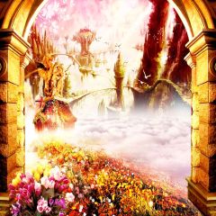 Architectural Flowers Photography Scenery Backdrop Arches or Pillars Theme Banner AKA-426