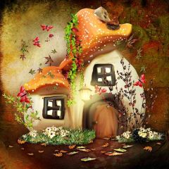 Mushroom House Photography Scenery Backdrop Housing Theme Banner AKA-459