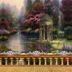 Charming Scenery Calm Waters Photography Scenery Backdrop Balcony Landscape Theme Banner AKA-471