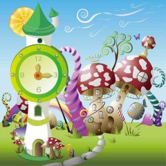 Cartoon Houses Cute Bell Photography Scenery Backdrop Cartoon Theme Banner AKA-482
