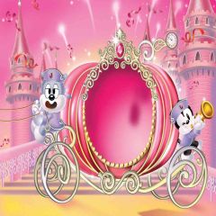 Pink Princess Cart Photography Scenery Backdrop Cartoon Theme Banner AKA-483