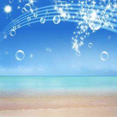 Musical Beach Photography Scenery Backdrop Ocean Theme Banner AKA-500