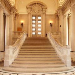 White Hall Stairs Photography Scenery Backdrop Indoor Theme Banner AKA-507