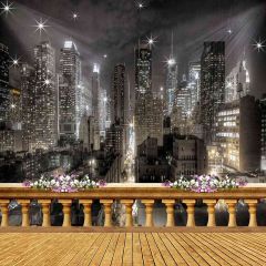 Grey Night Lights Photography Scenery Backdrop Balcony Landscape Theme Banner AKA-516
