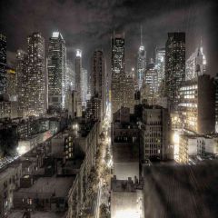 Grey City Night Photography Scenery Backdrop Architectural Theme Banner AKA-532