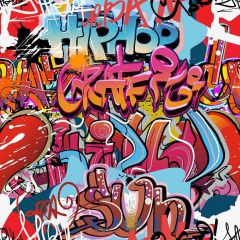 Scrawled Wall Photography Scenery Backdrop Graffiti Theme Banner AKA-544