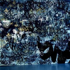 Dark Scrawled Wall Photography Scenery Backdrop Graffiti Theme Banner AKA-548