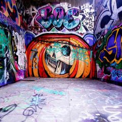 Scrawled Wall Photography Scenery Backdrop Graffiti Theme Banner AKA-549