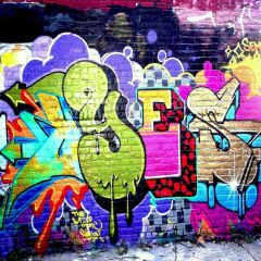 Scrawled Wall Photography Scenery Backdrop Graffiti Theme Banner AKA-553