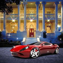 Car & Mansion Photography Scenery Backdrop Luxury Theme Banner AKA-587