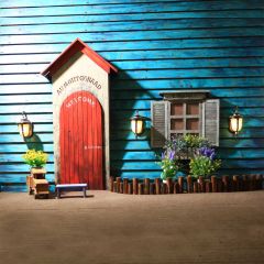 Lovely Wooden Cottage Photography Scenery Backdrop Door Theme Banner AKA-590
