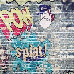 Scrawled Wall Photography Scenery Backdrop Graffiti Theme Banner AKA-614