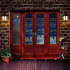 Red Shop Doors Photography Scenery Backdrop Door Theme Banner AKA-622