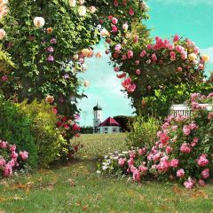 Flower Gate Photography Scenery Backdrop Garden Scenery Theme Banner AKA-629