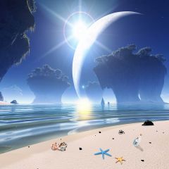 Fantasy Beach Photography Scenery Backdrop Fantasy Theme Banner AKA-648