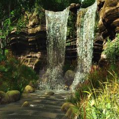 Crystal Clear Waterfall Photography Scenery Backdrop Nature Theme Banner AKA-651