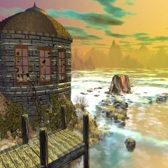 Fantasy Landscape Photography Scenery Backdrop Ocean Theme Banner AKA-652