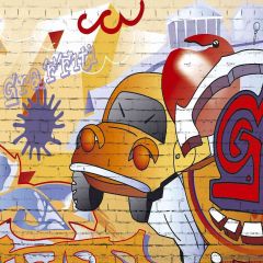 Scrawled Wall Photography Scenery Backdrop Graffiti Theme Banner AKA-675