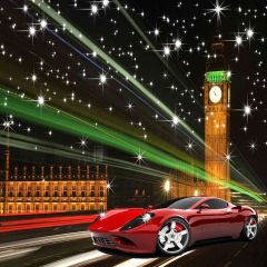 Fancy Car In London Street Photography Scenery Backdrop Luxury Theme Banner AKA-680