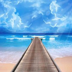 Beach Walk Photography Scenery Backdrop Ocean Theme Banner AKA-692