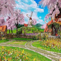 Holland Village Photography Scenery Backdrop Nature Theme Banner AKA-699