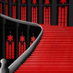 Red Stairs Photography Scenery Backdrop Stairs Theme Banner AKA-727