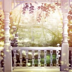 White Balcony With Arch Photography Scenery Backdrop Arches or Pillars Theme Banner AKA-728