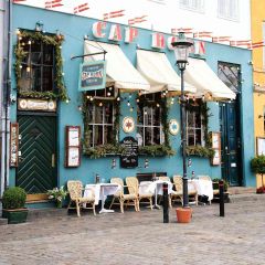 Outdoor Cafe Table Photography Scenery Backdrop Door Theme Banner AKA-731