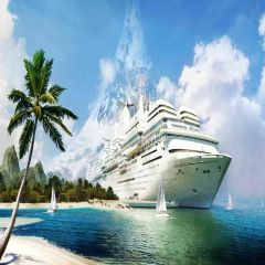 Cruise Photography Scenery Backdrop Ocean Theme Banner AKA-746