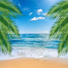 Beautiful Beach Photography Scenery Backdrop Ocean Theme Banner AKA-752
