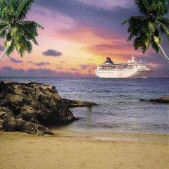 Cruise On Beach Photography Scenery Backdrop Ocean Theme Banner AKA-761
