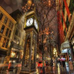 Steam Clock Photography Scenery Backdrop Streetscape Theme Banner AKA-784