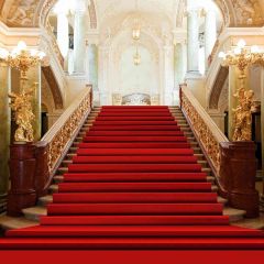 Stairs Covered Red Carpet In Fancy Hall Photography Scenery Backdrop Indoor Theme Banner AKA-787
