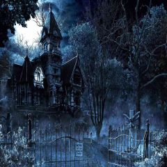 Spooky House Photography Scenery Backdrop Architectural Theme Banner AKA-792